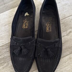 Salvatore Ferragamo Black Loafers with Tassels